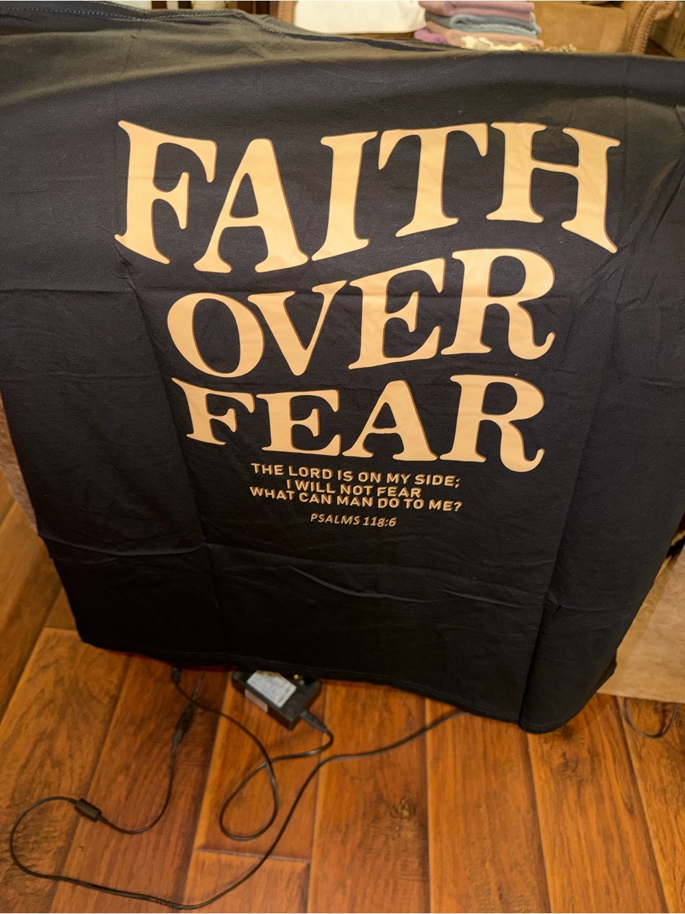 Faith Over Fear Short Sleeve Tee - Black with Tan Lettering